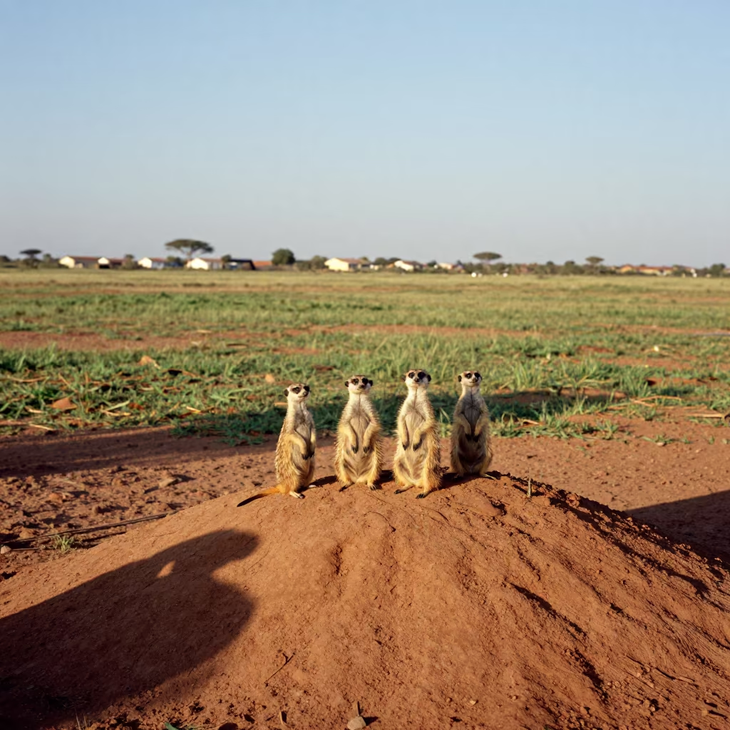 Meerkat Family Sentinel on Mound in Windhoek in in Windhoek