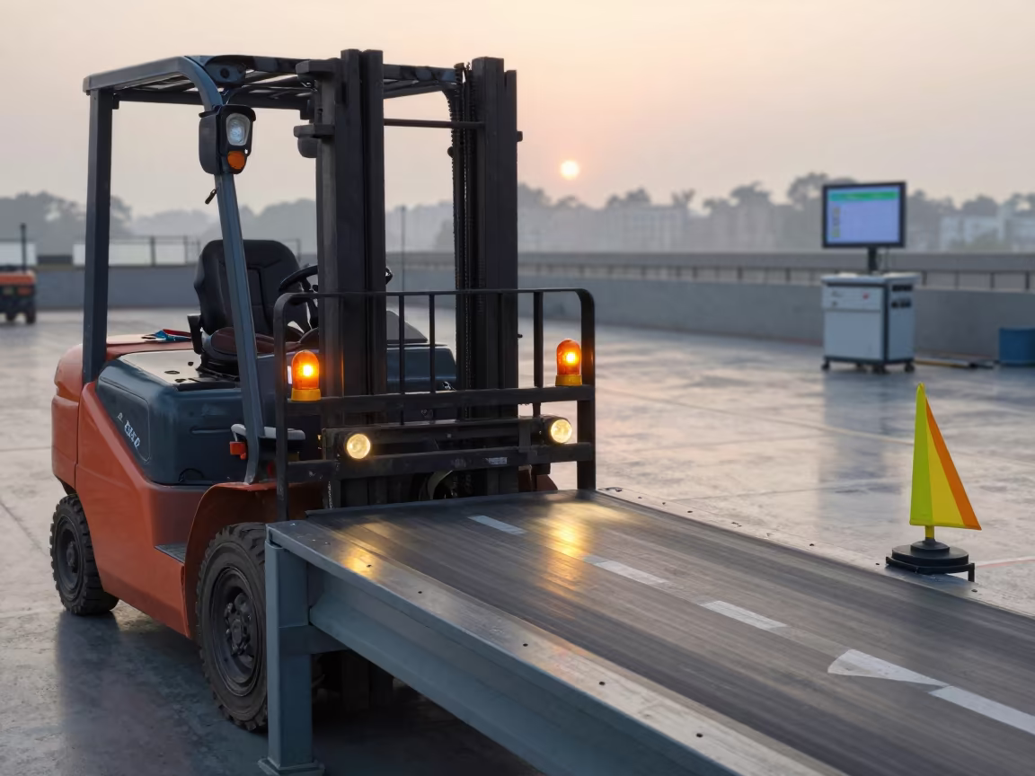 Meerut Sorting Belt Dawn Amber Beacons in at a parcel sorting belt in Meerut