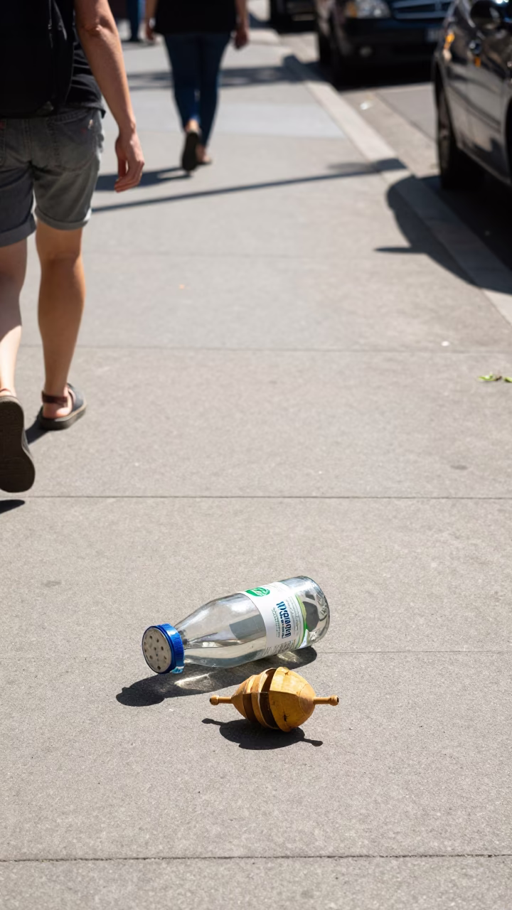 Melbourne Australia Noon Street Scene with Watering Bottle and Spindle Chair in in Melbourne, Victoria, Australia