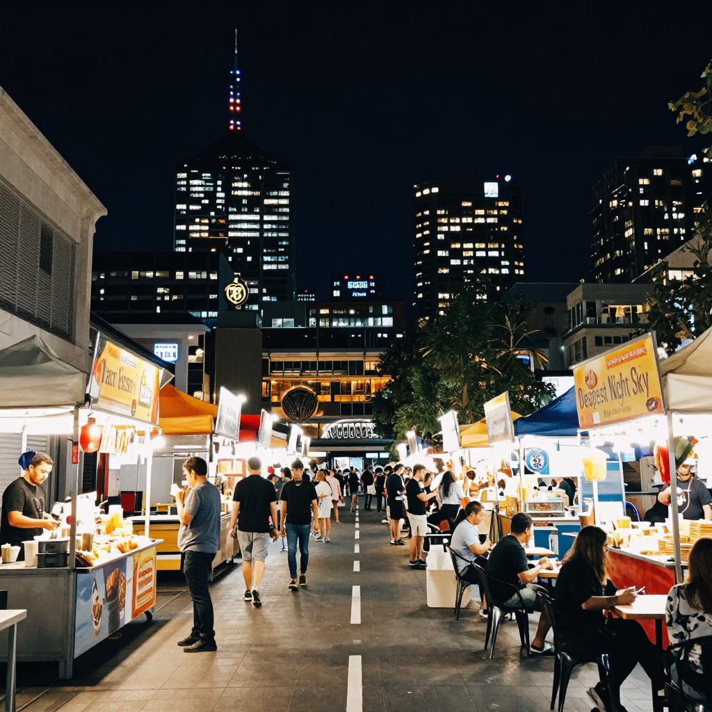 Melbourne Food Court at The Deepest Night Sky Light in in Melbourne, Victoria, Australia
