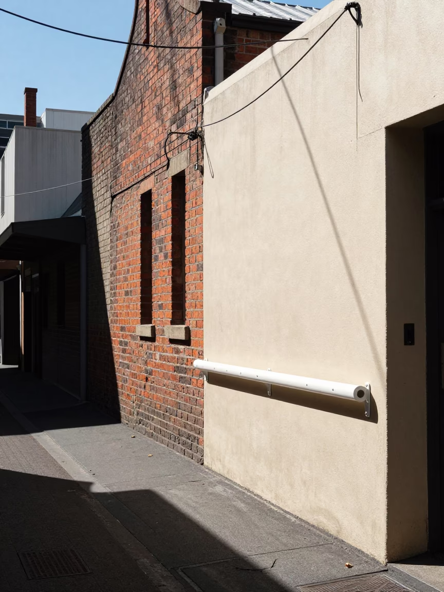 Melbourne Laneway Afternoon Light and Local Street Details in in Melbourne, Victoria, Australia