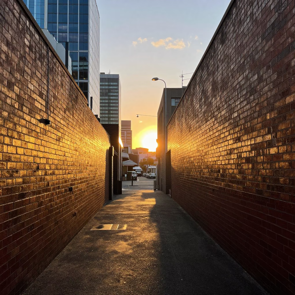 Melbourne laneway evening light and urban street photography in Victoria Australia in in Melbourne, Victoria, Australia