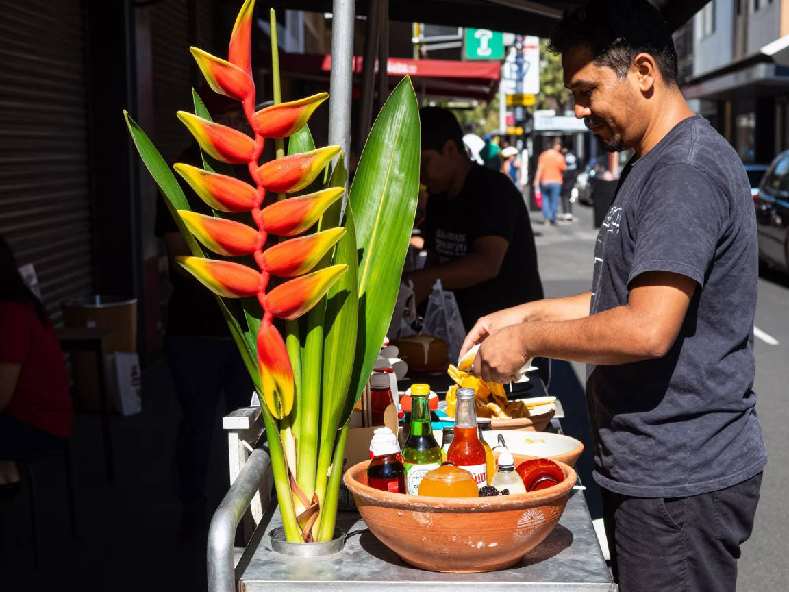Melbourne Laneway Lunch at The Flat Glare Of Noon Light in in Melbourne, Victoria, Australia