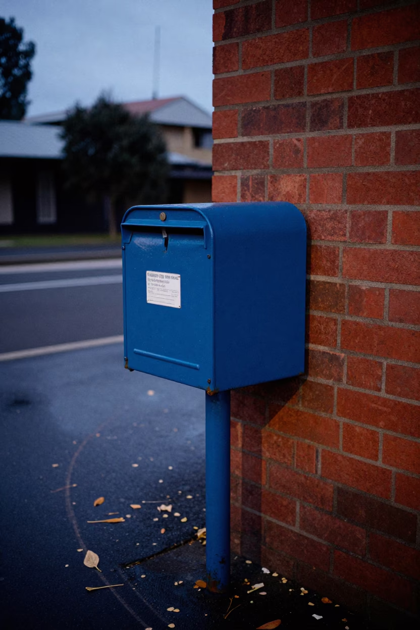Melbourne Laneway Mailbox at Blue Hour After Sunset in Victoria Australia in in Melbourne, Victoria, Australia