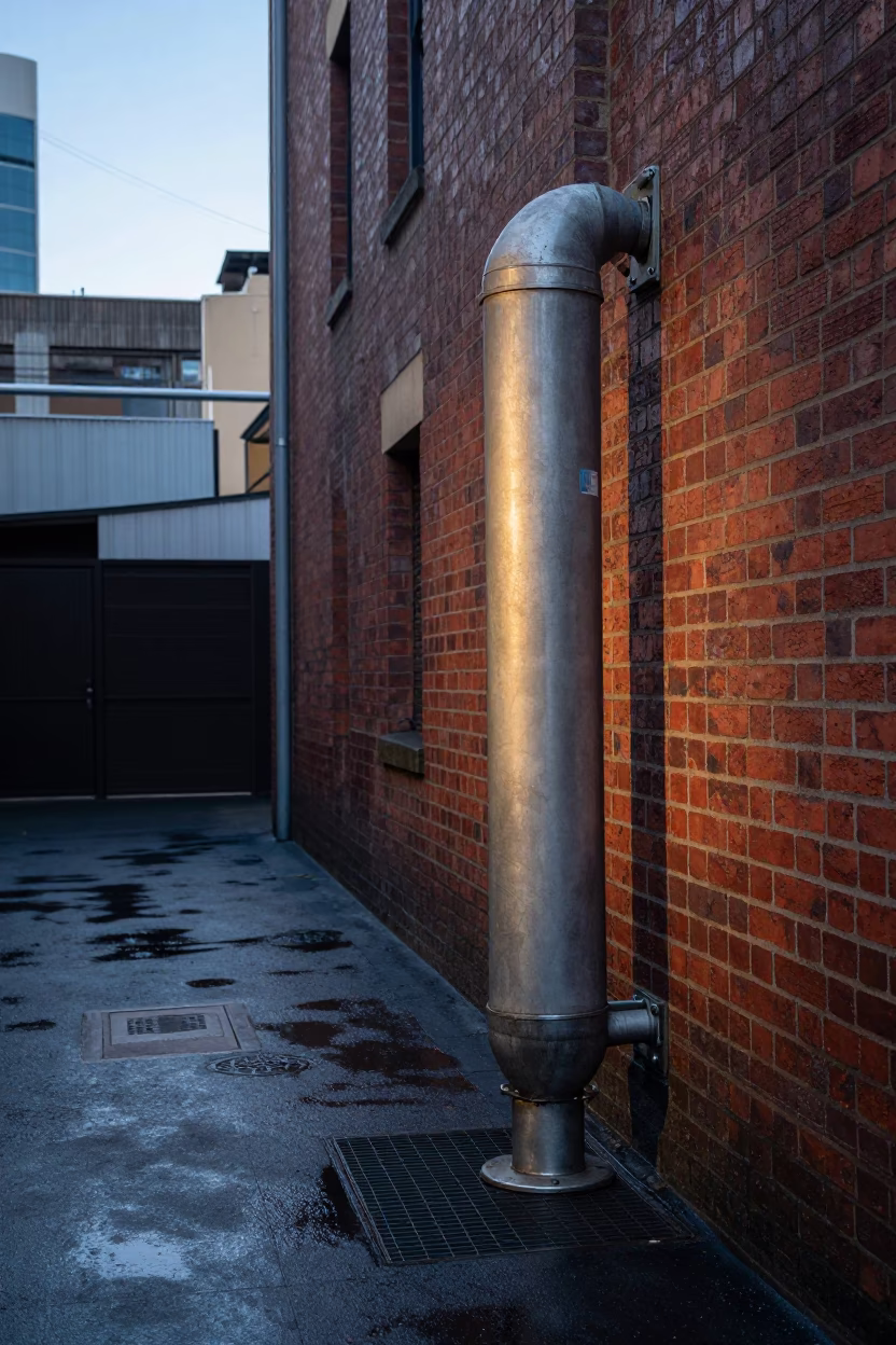Melbourne Laneway Morning Light and Urban Infrastructure at Nautical Dawn in in Melbourne, Victoria, Australia