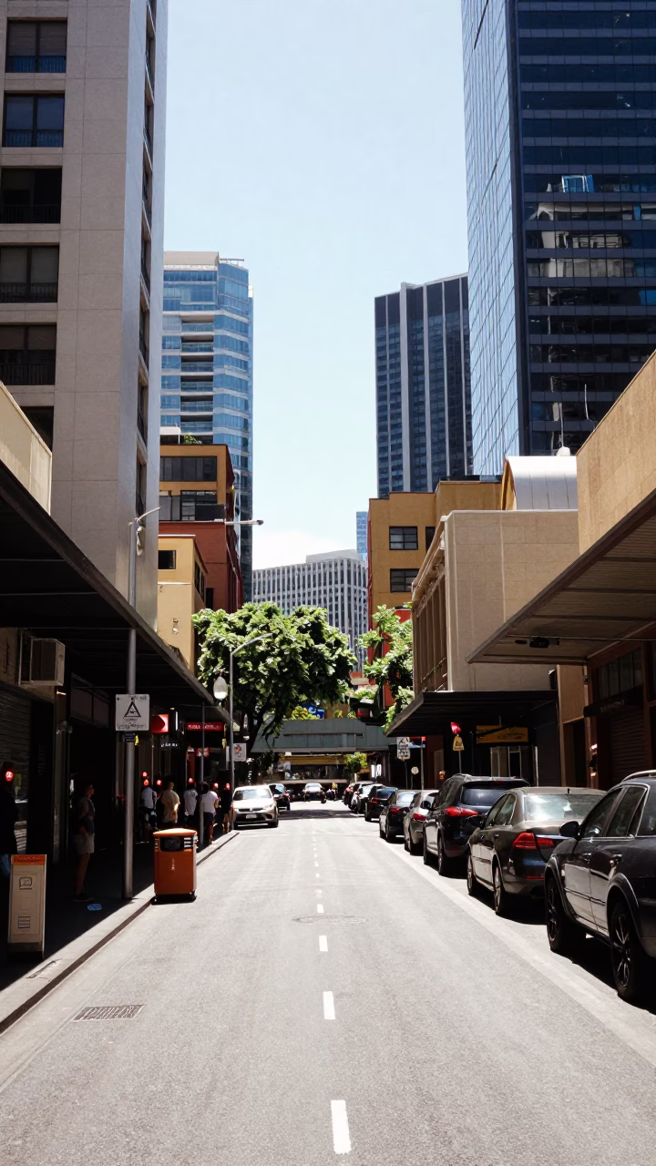 Melbourne Laneway Street Scene Under Flat Noon Light in Victoria Australia in in Melbourne, Victoria, Australia