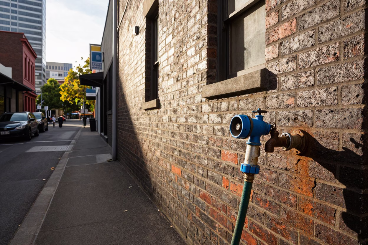 Melbourne Laneway Street Scene with Vintage 90s Aesthetic and Local Details in in Melbourne, Victoria, Australia