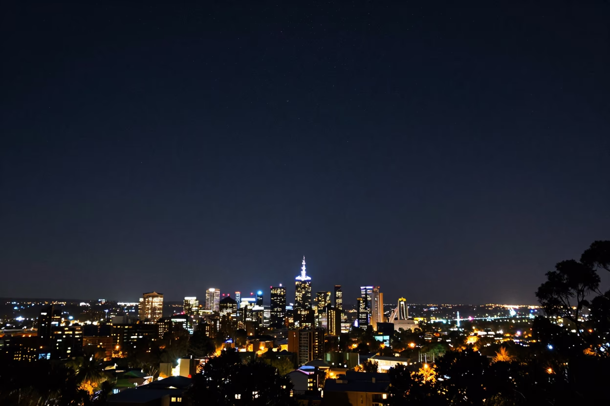 Melbourne Night Sky and City Lights from Victoria Australia Deep Darkness in in Melbourne, Victoria, Australia