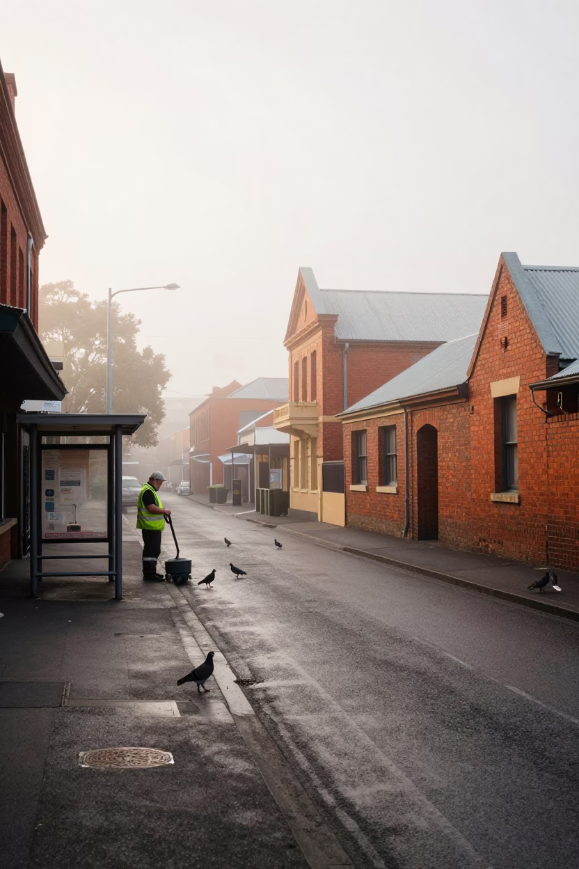Melbourne Pigeons at Dawn Light in in Melbourne, Victoria, Australia