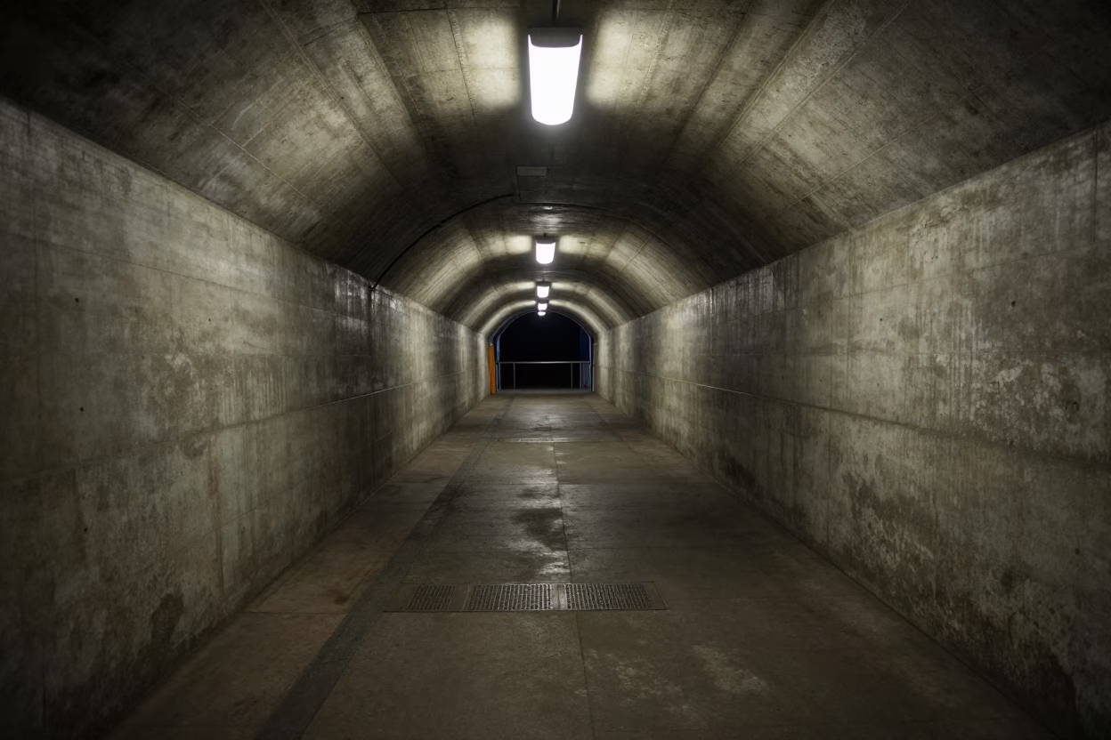 Melbourne Service Tunnel at Deep In The Night Light in in Melbourne, Victoria, Australia