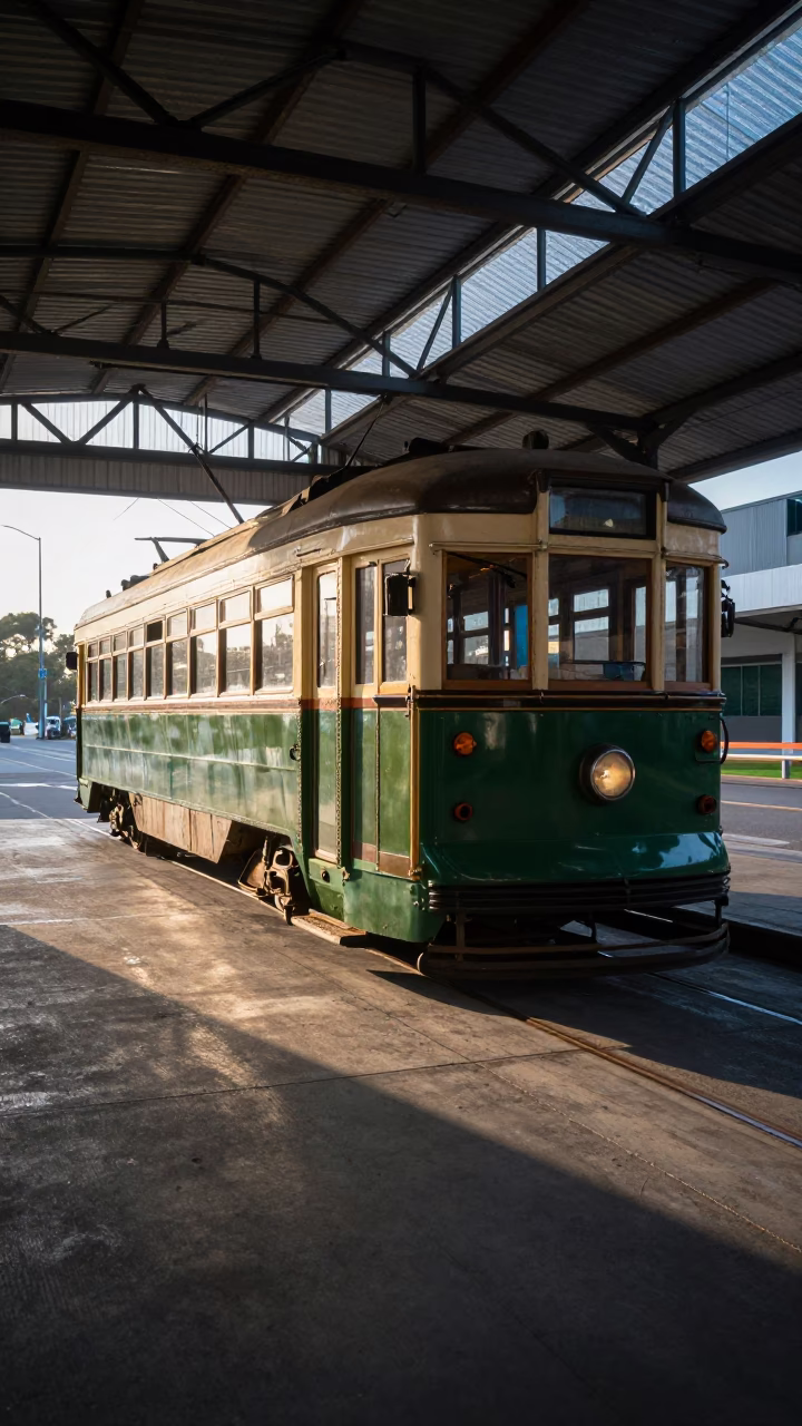 Melbourne Tram Depot Morning Routine with Tool Caddy and Tea Tin in in Melbourne, Victoria, Australia
