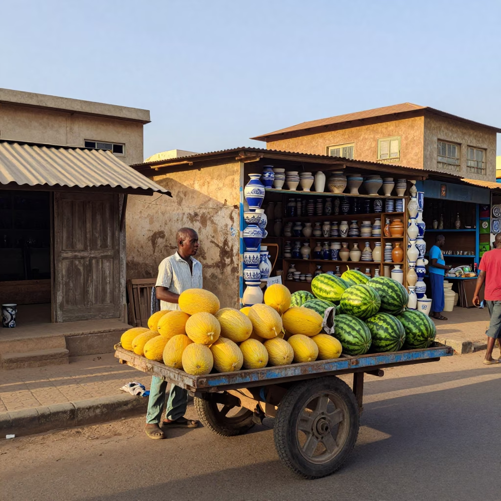 Melon Vendor in Dakar in in Dakar, Senegal