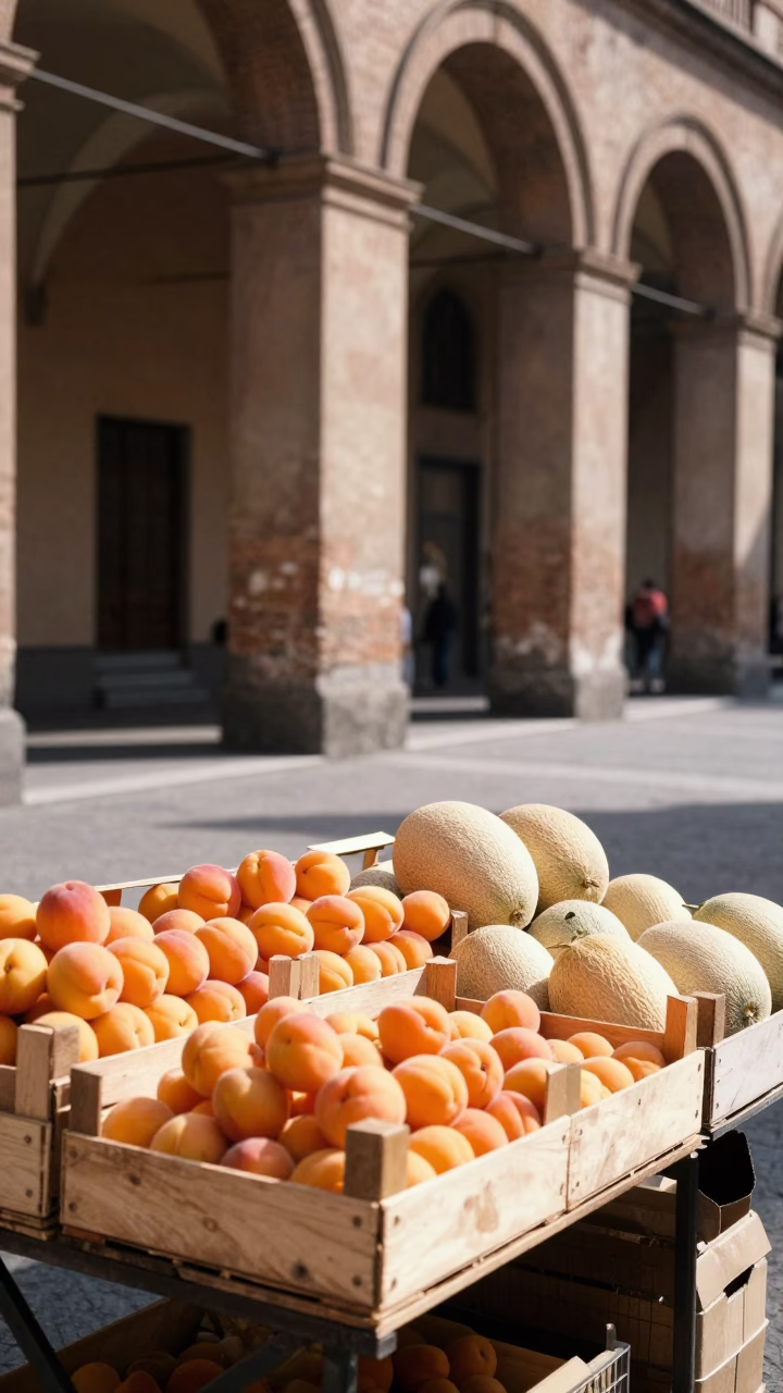 Melons in Bologna at Afternoon Light in in Bologna, Italy