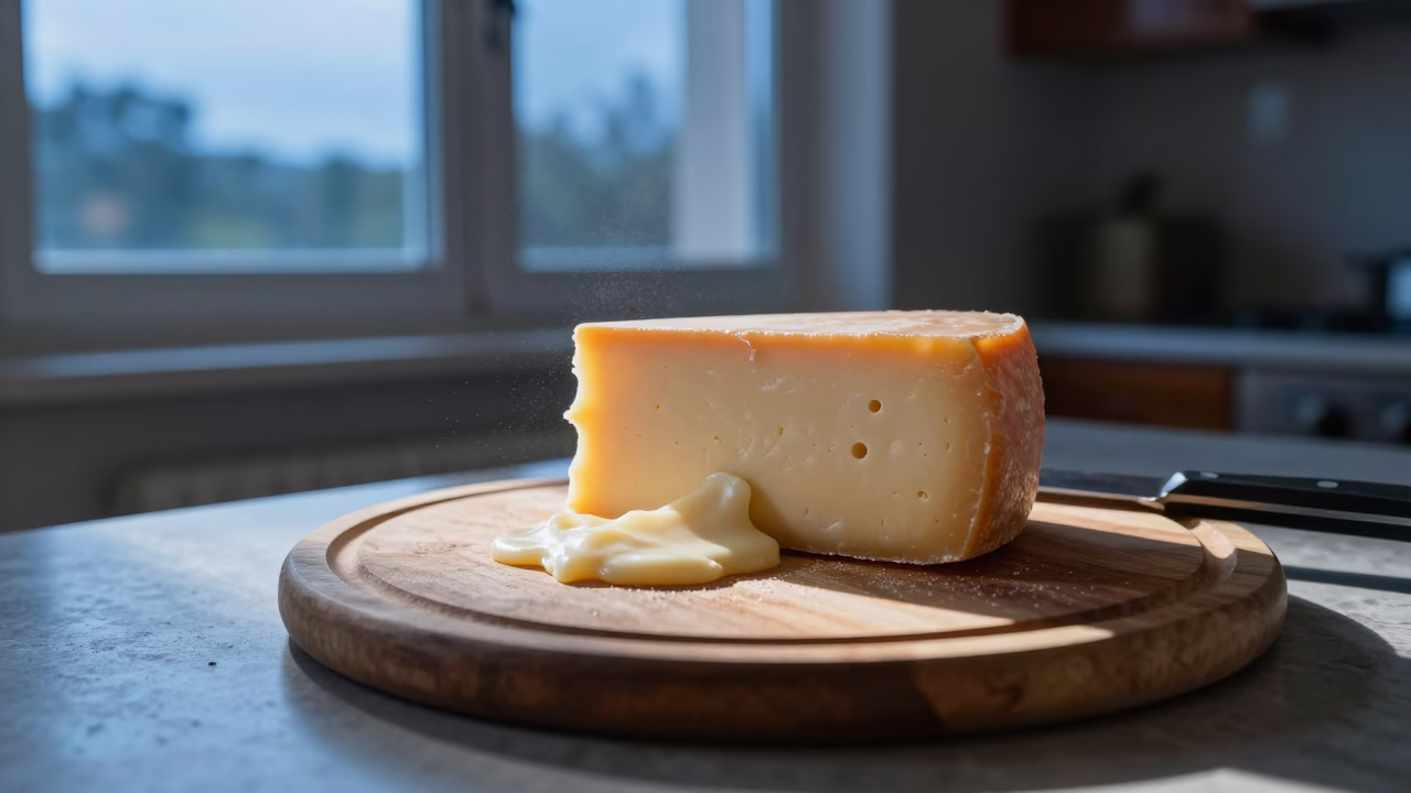 Melted Raclette Cheese Board on Lusaka Worktop in on a kitchen worktop in Lusaka