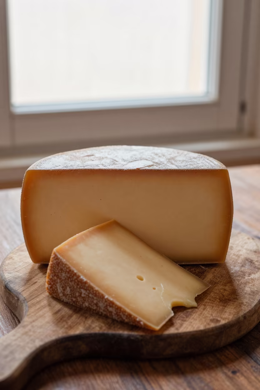Melted Raclette Cheese on Wooden Board Ben Guerir in on a rustic wooden table in Ben Guerir