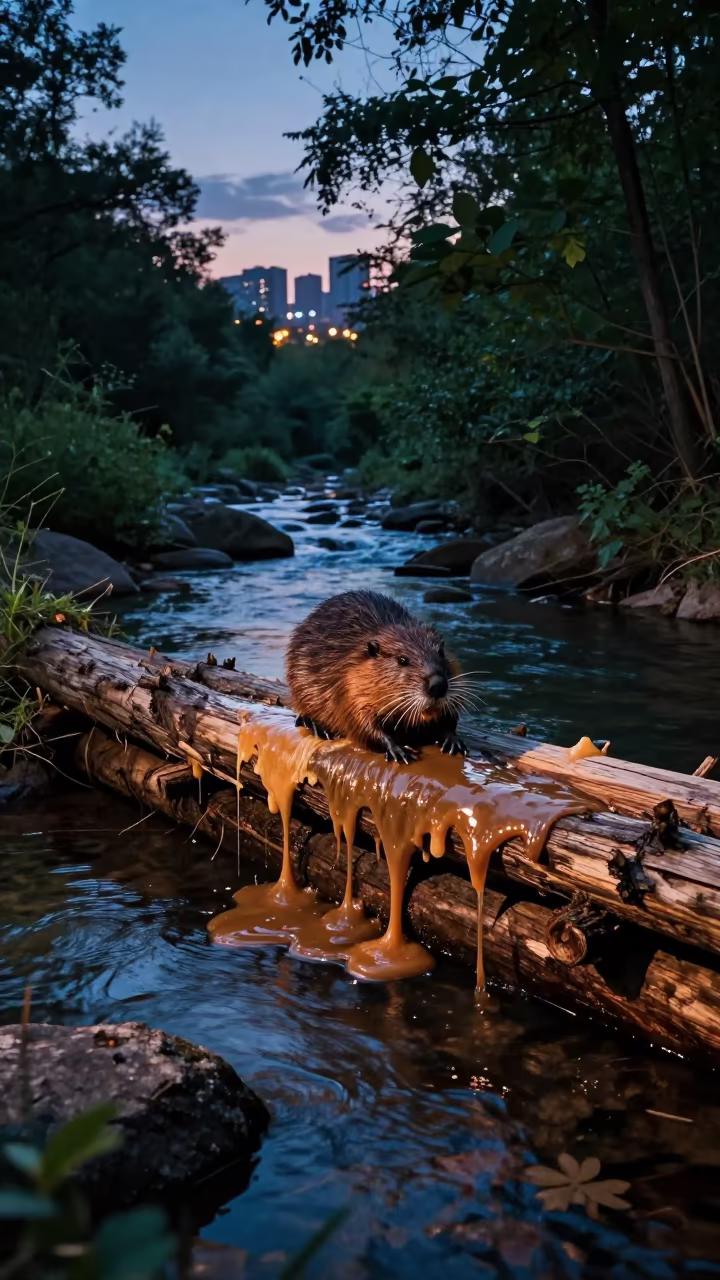 Melting Beaver Dam at Qingdao Twilight in near Qingdao
