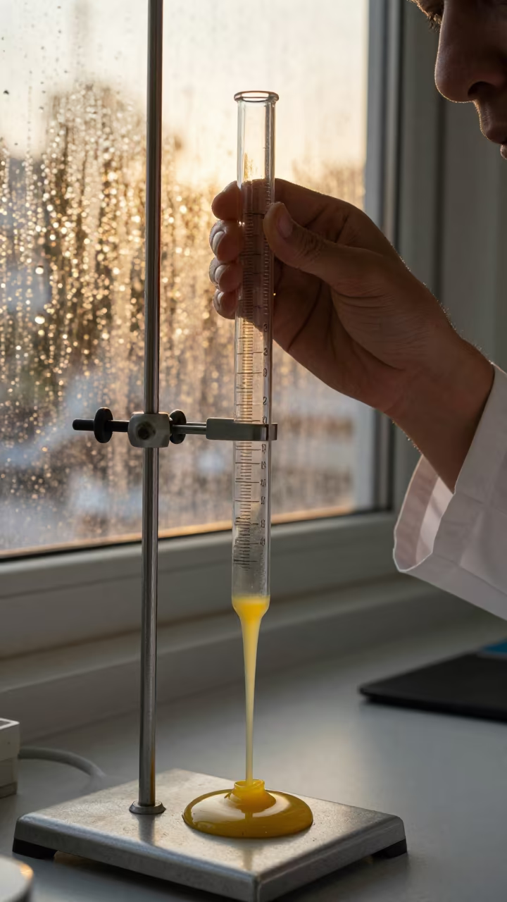 Melting Burette in Fossil Lab in in a fossil prep lab in Bnei Brak