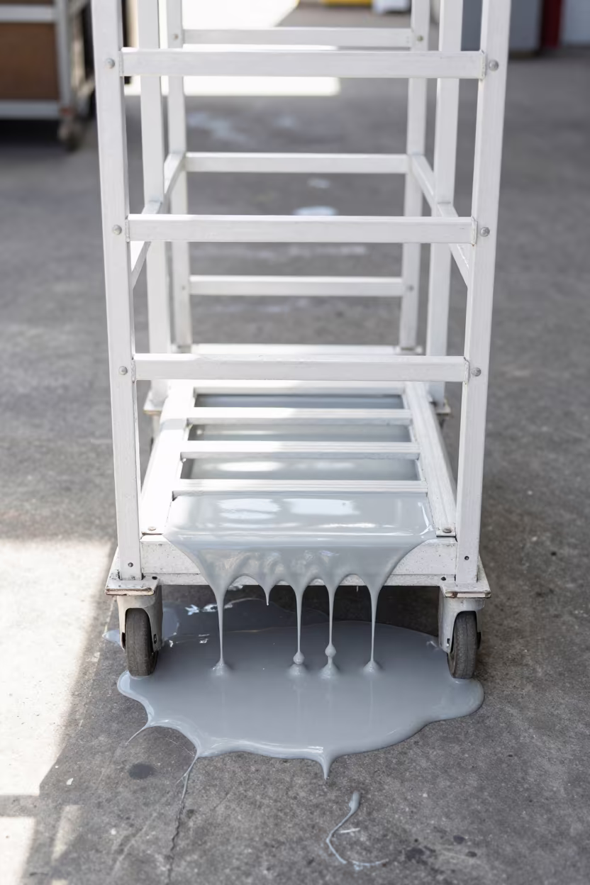 Melting Ladder Cart Matamoros Noon in on a factory floor near Matamoros