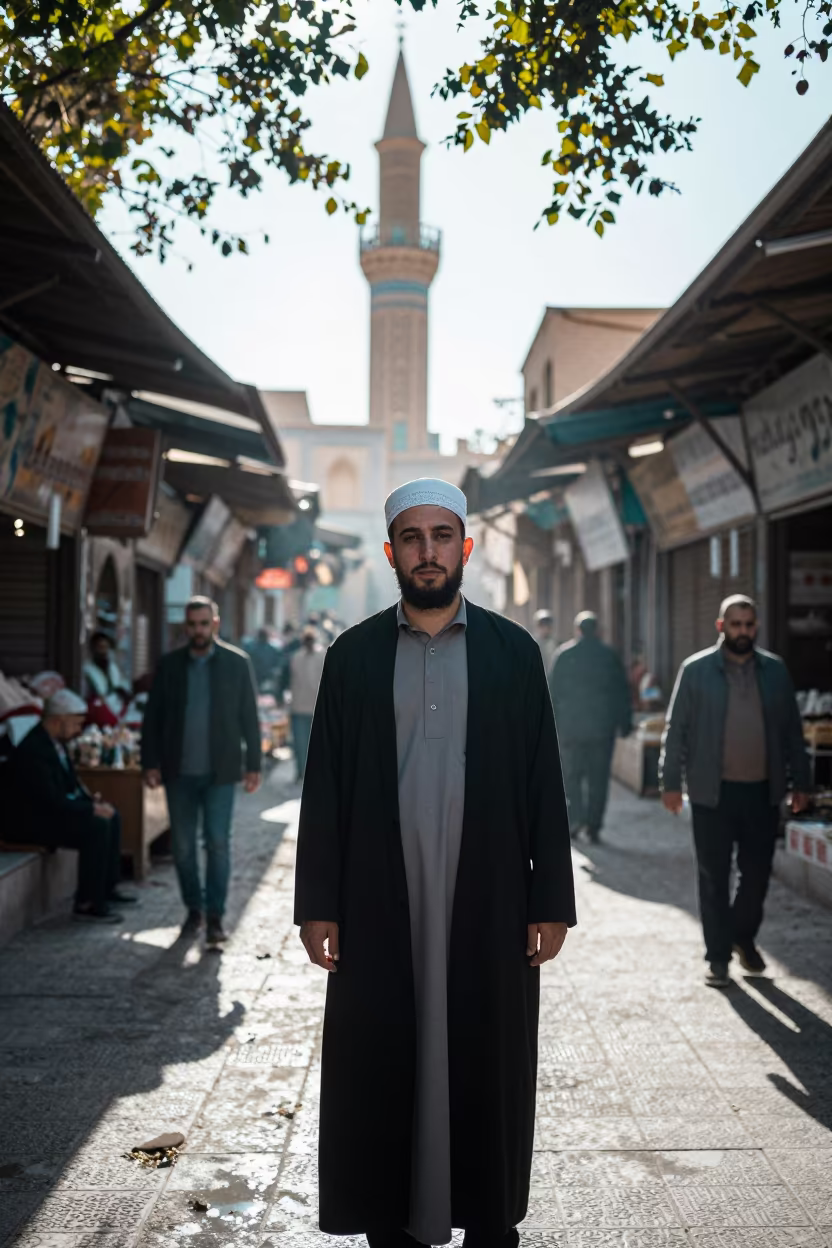 Melting Minaret Muezzin in Isfahan Market in along a market lane in Isfahan