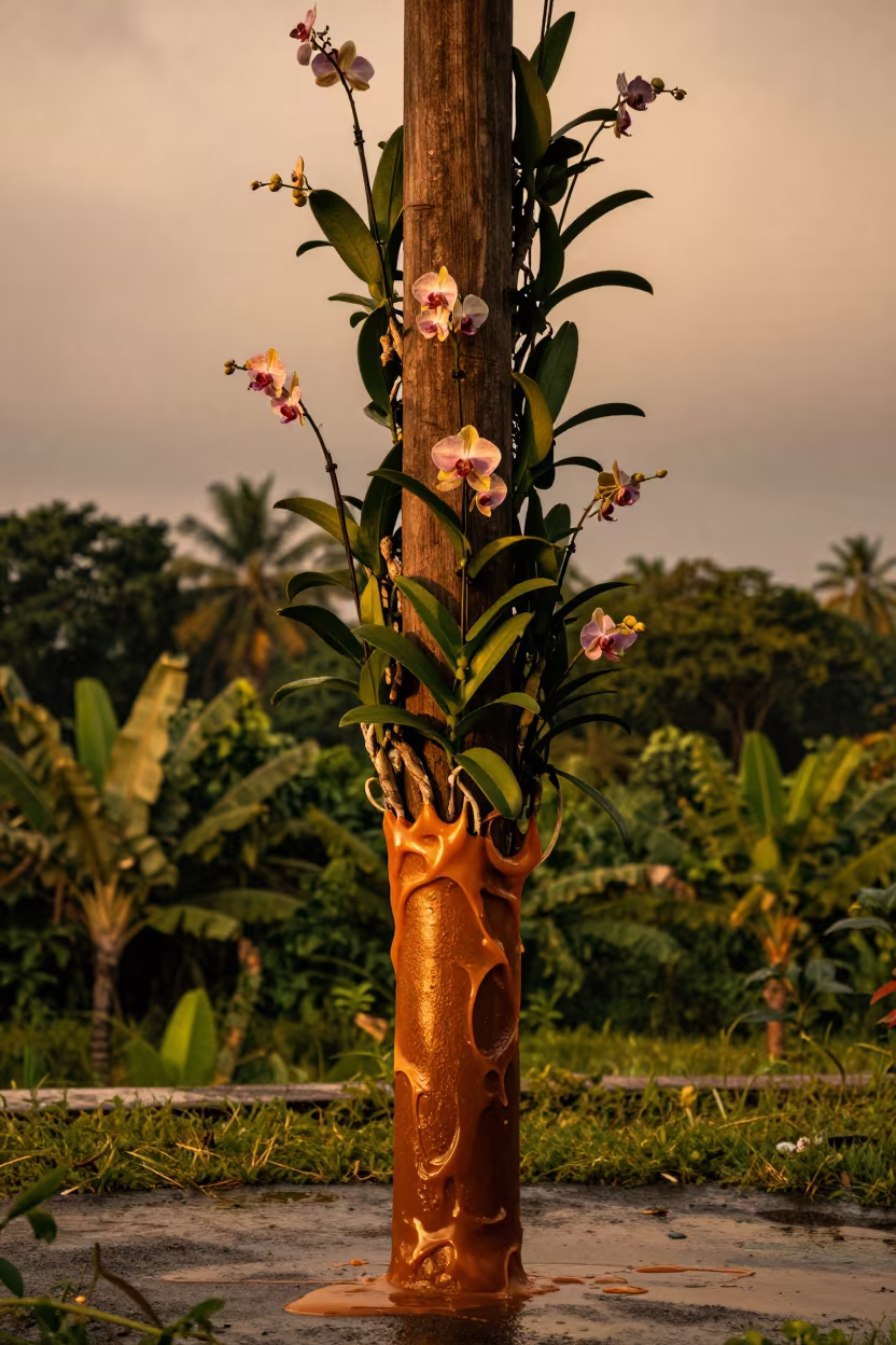 Melting Vanilla Orchid Pole Before Dusk in near Ipoh