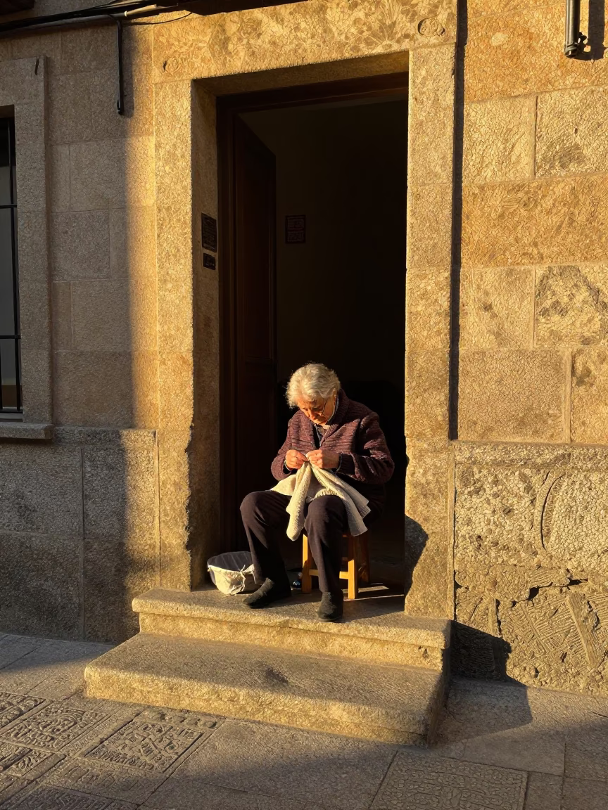 Mending Cardigan in Bilbao in in Bilbao, Spain