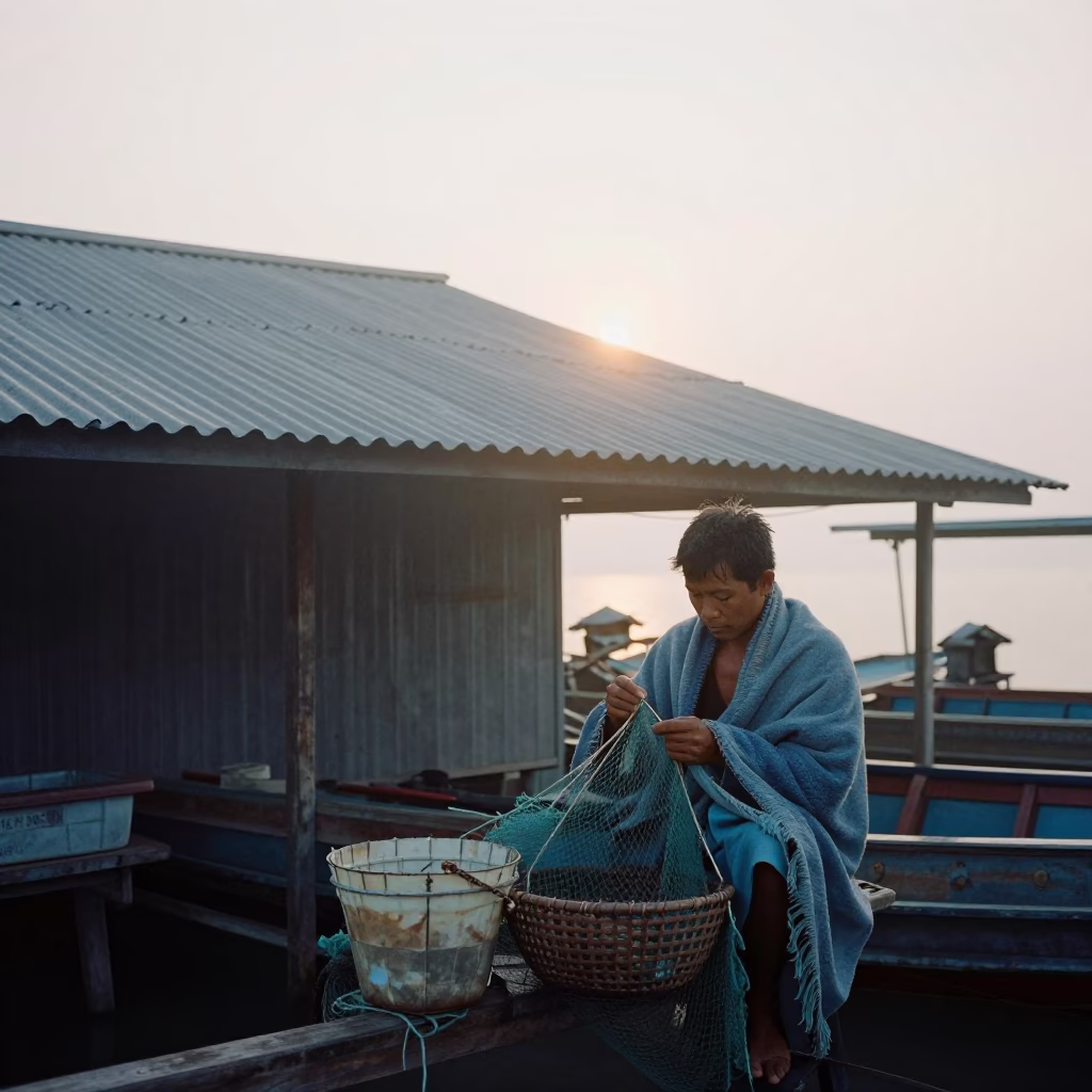 Mending Net in Phuket in in Phuket, Thailand