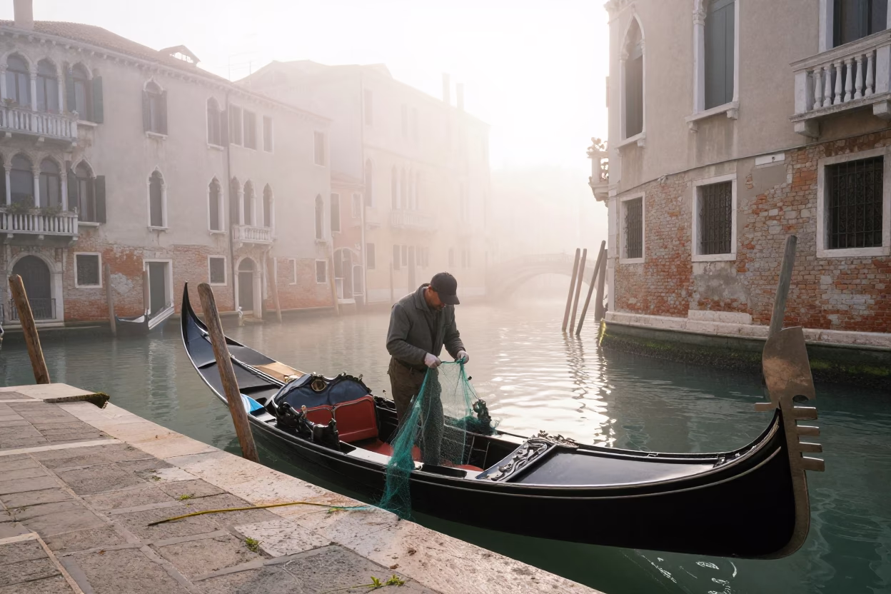 Mending Net in Venice in in Venice, Italy