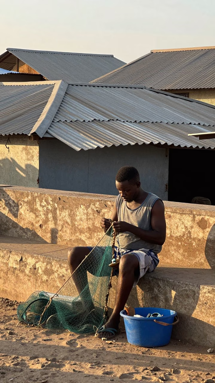 Mending Nets in Accra in in Accra, Ghana
