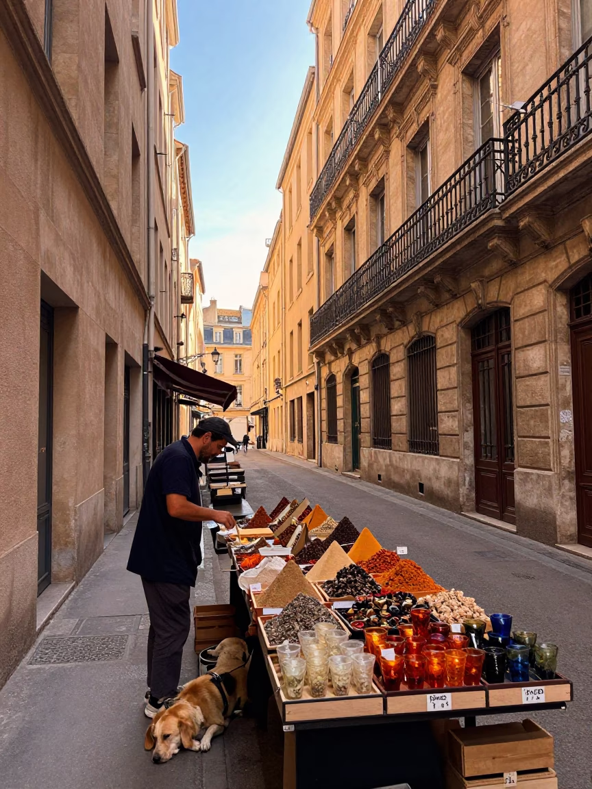 Merchant Stall in Lyon in in Lyon, France
