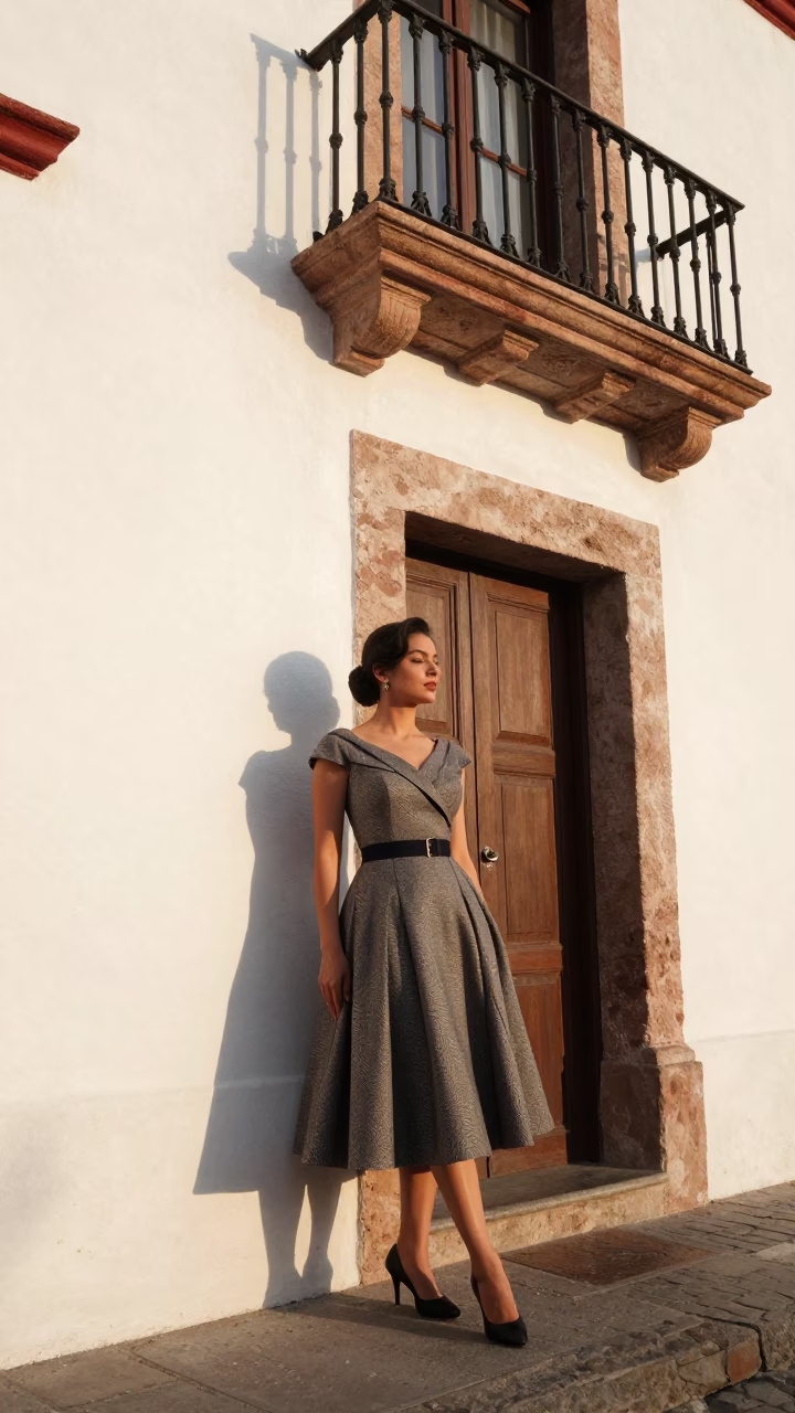 Merida Elegant Woman at The Early Afternoon Light in in Merida, Mexico