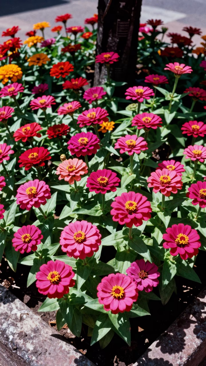 Merida Flower Bed at Midday Light in in Merida, Mexico