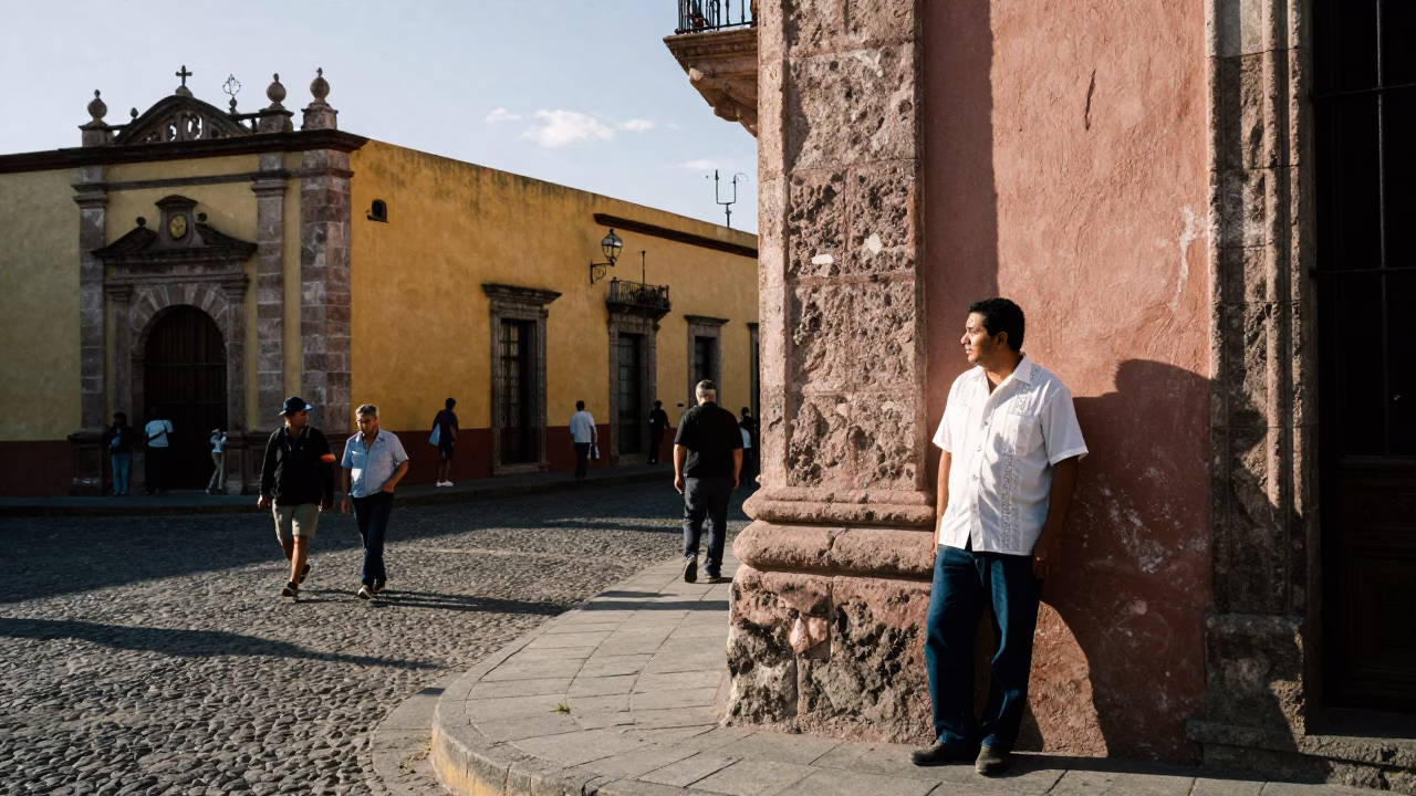 Merida Mexico Early Afternoon Street Scene with Vintage Details and Local Life in in Merida, Mexico