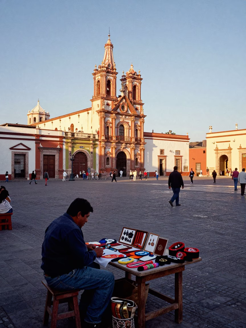 Merida Mexico Late Afternoon Street Scene with Local Artisan and Traditional Craft Details in in Merida, Mexico