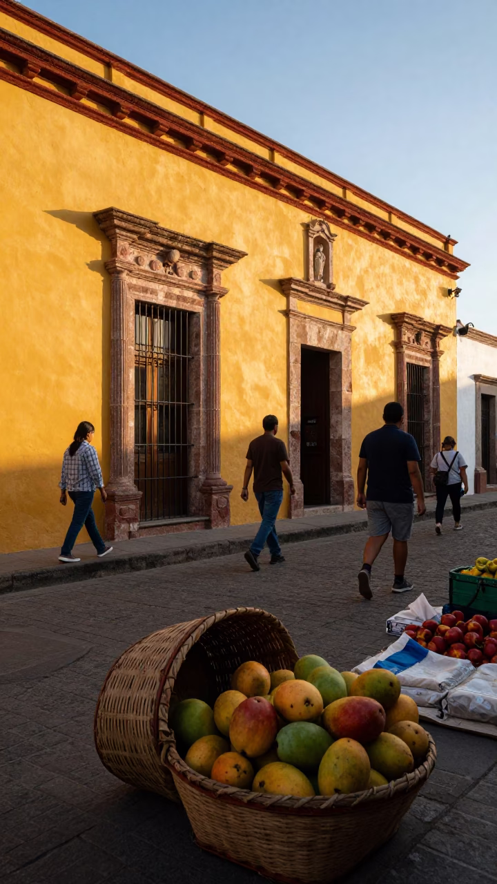 Merida Mexico Late Afternoon Street Scene With Local Market Goods in in Merida, Mexico