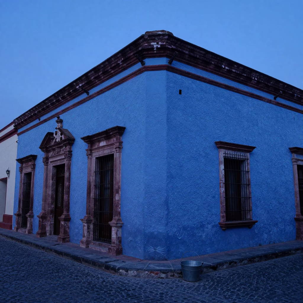 Merida Mexico Pre-Dawn Street Scene With Condensation And Linen Fringe in in Merida, Mexico