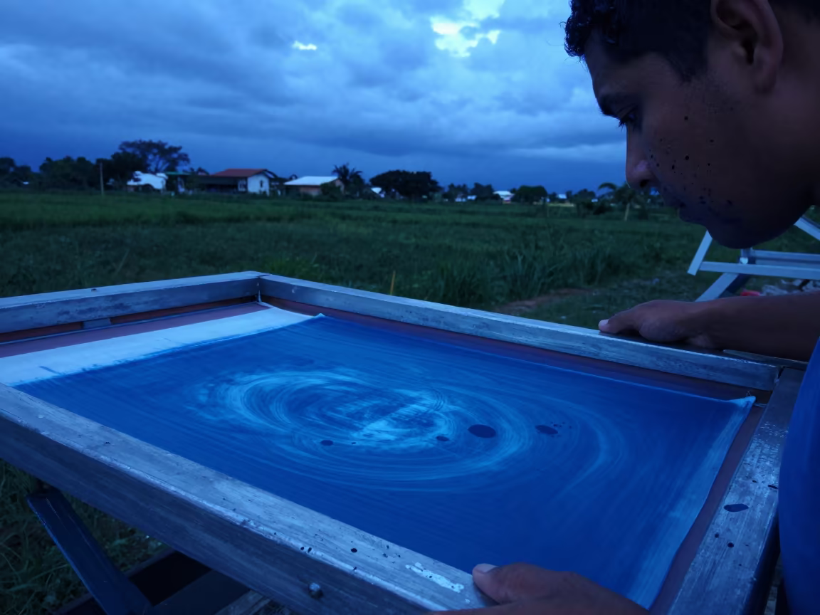 Merida Silk Printer Ink Spatters Twilight Portrait in in Merida Venezuela