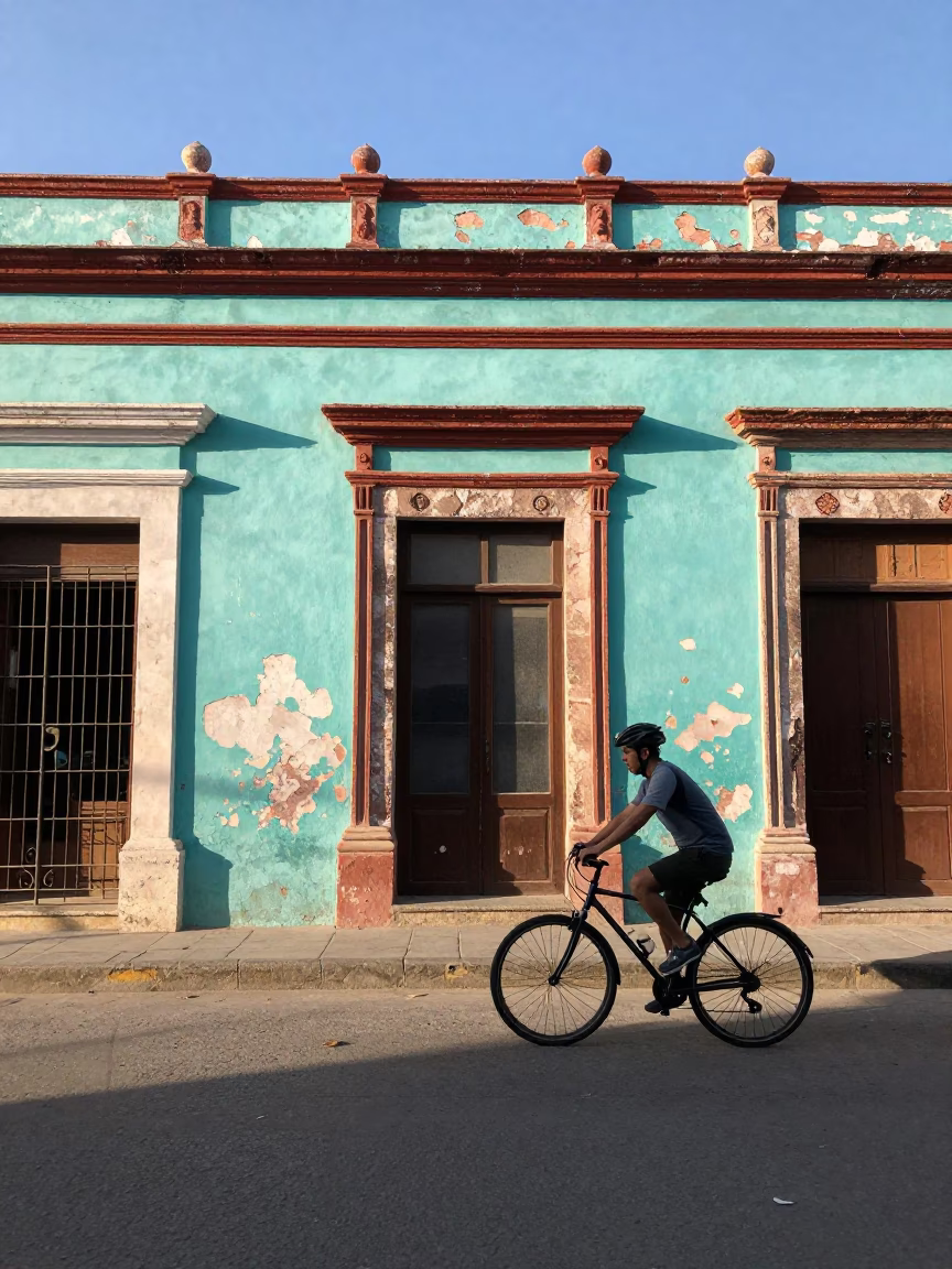 Merida Street Scene at The Late Morning Light in in Merida, Mexico