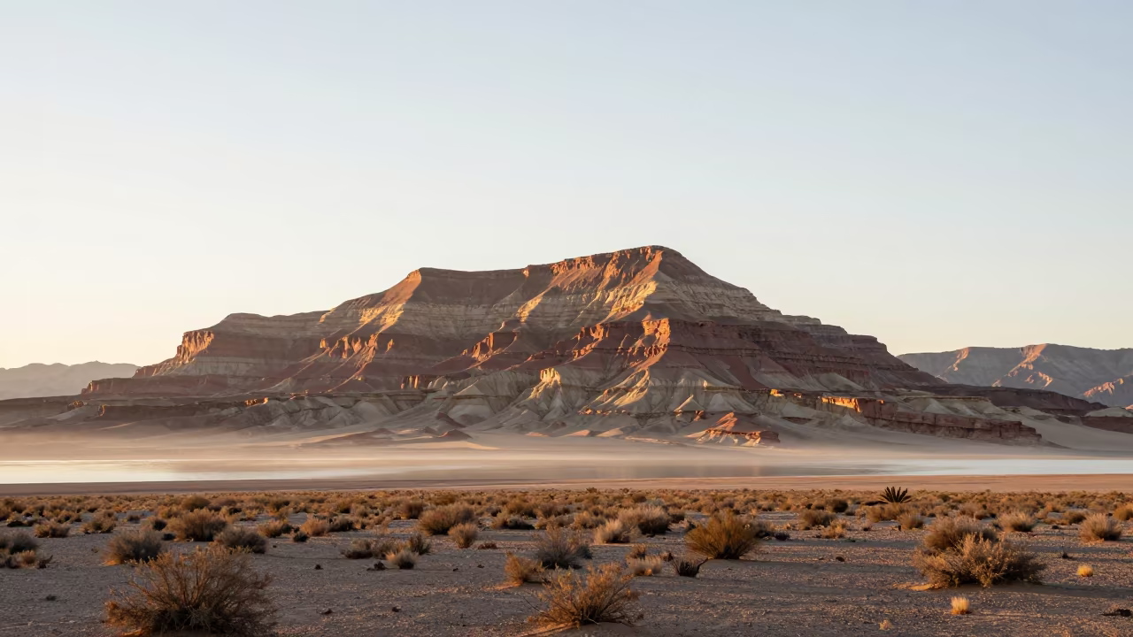 Mesa Rising From Flat Desert Near Las Vegas in near Las Vegas