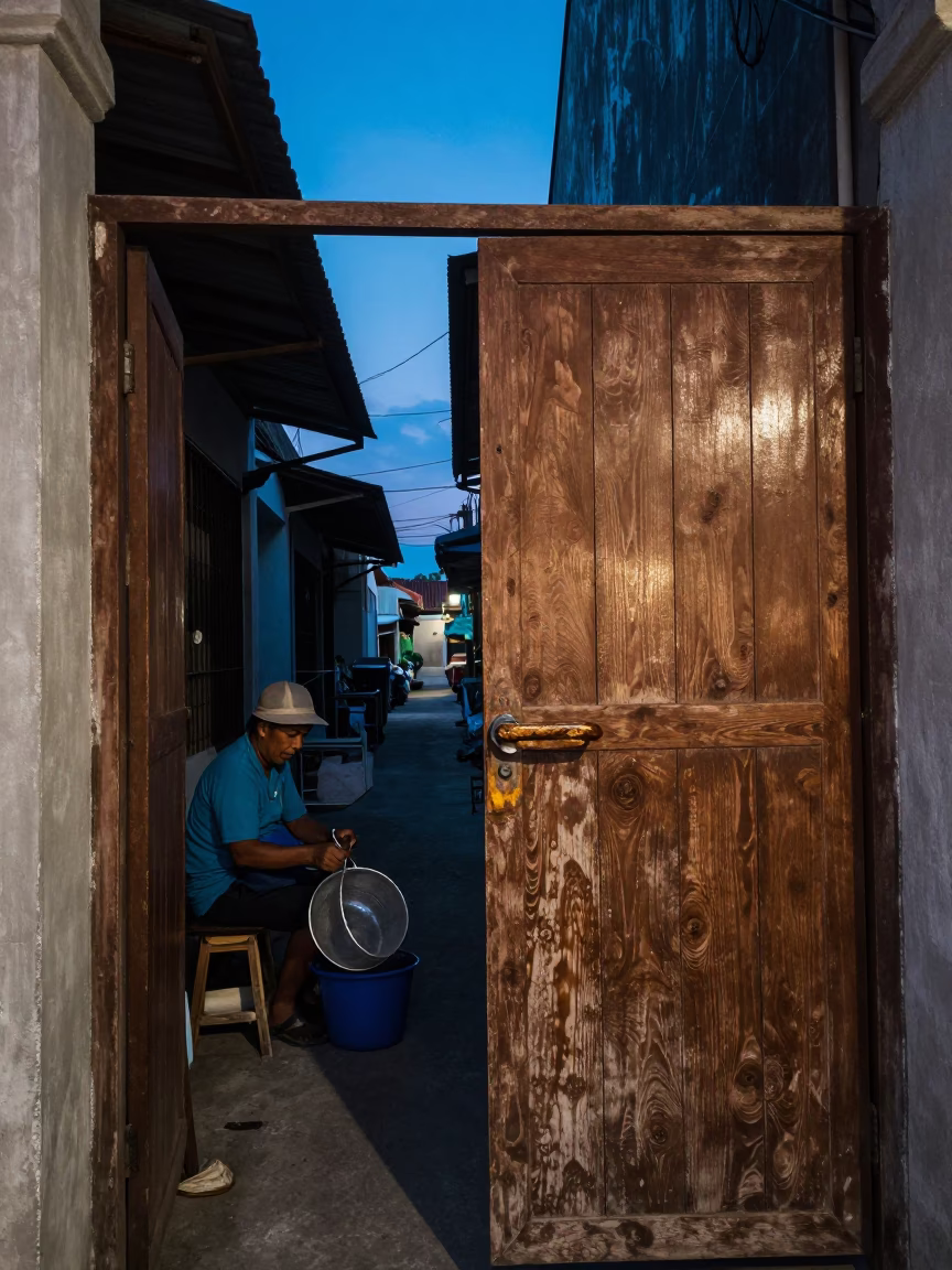 Mesh Colander at Twilight in Phuket in in Phuket, Thailand