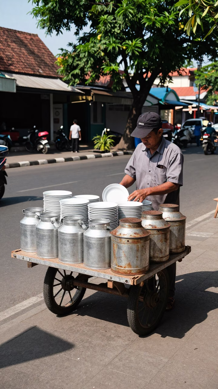 Metal Canisters at Afternoon Light in Yogyakarta in in Yogyakarta, Indonesia
