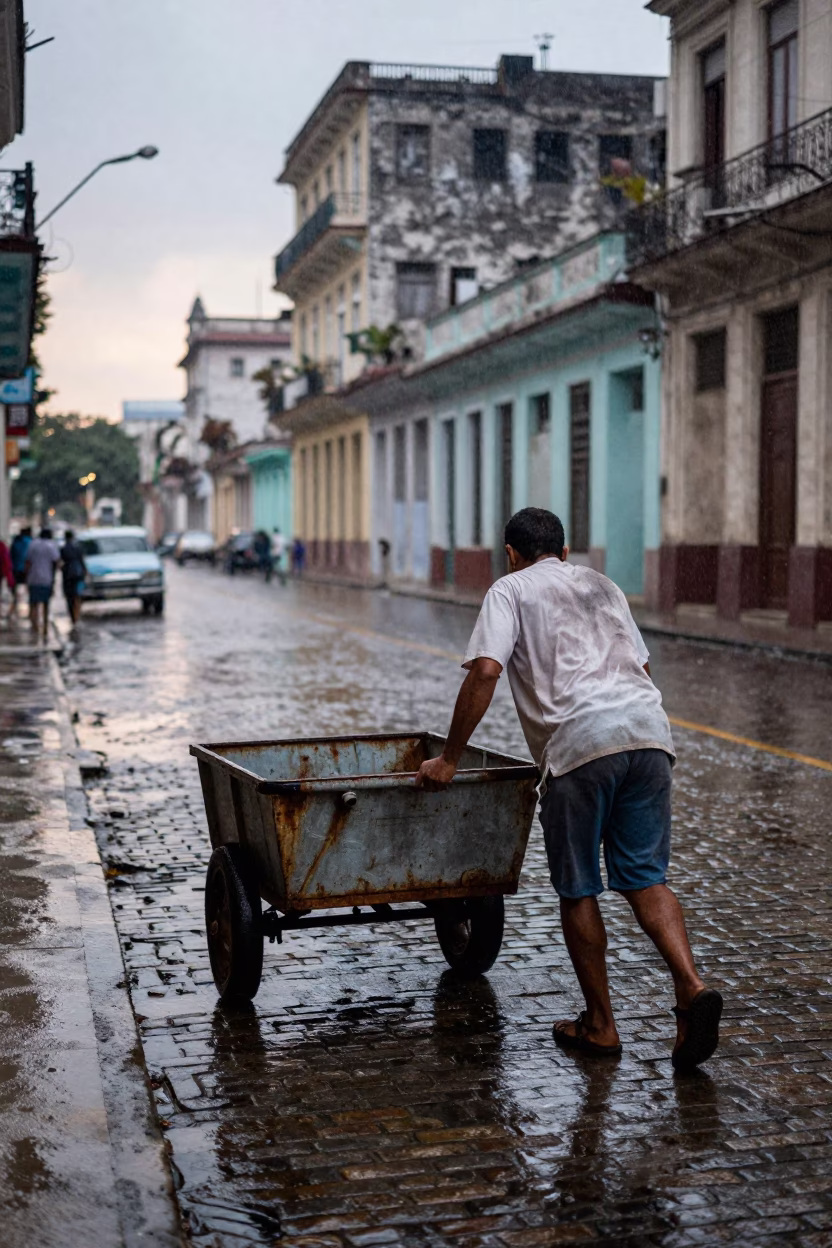 Metal Cart in Havana at Dusk Light in in Havana, Cuba