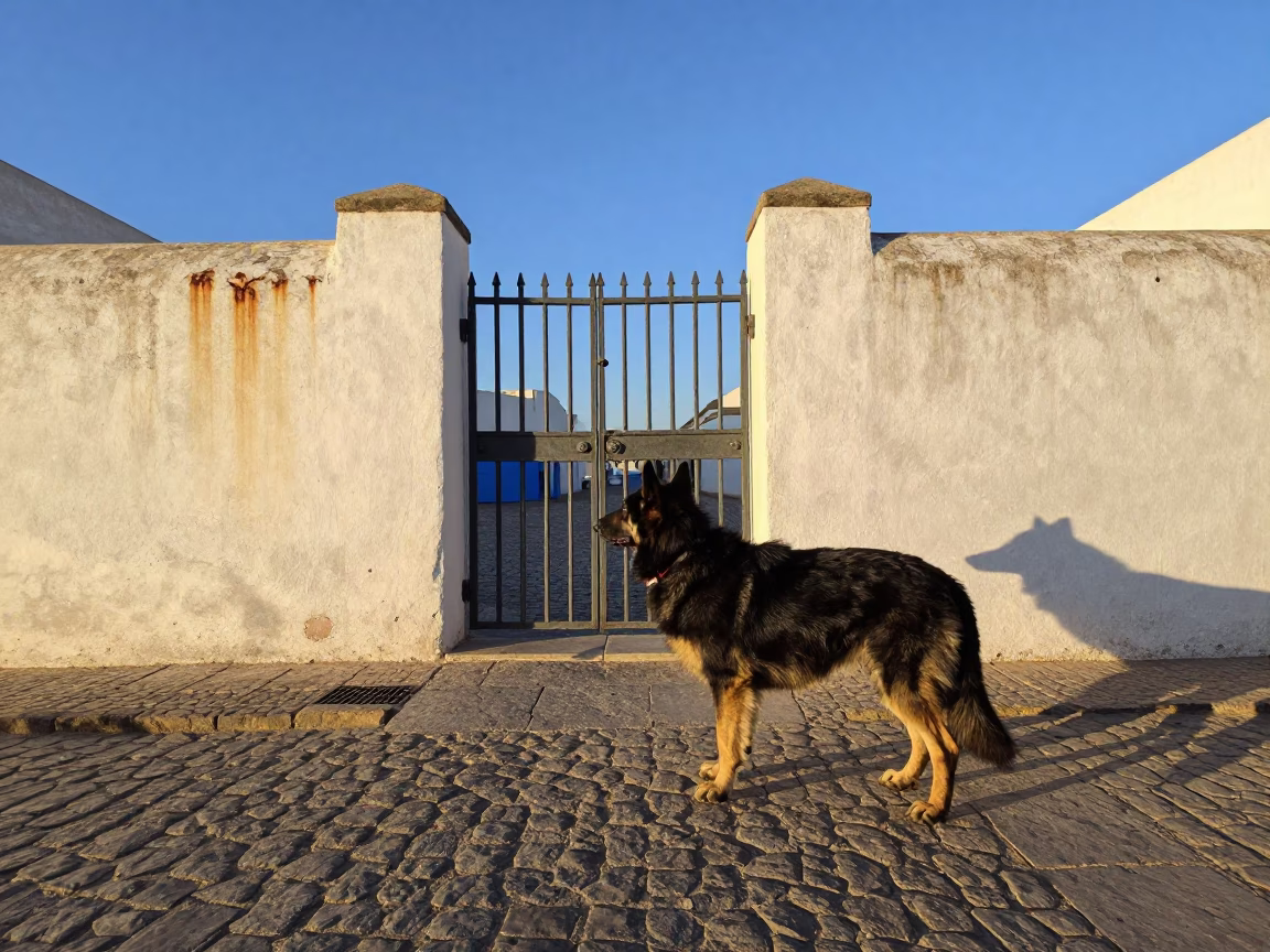 Metal Gate in Essaouira at Clear Late-afternoon Light in in Essaouira, Morocco
