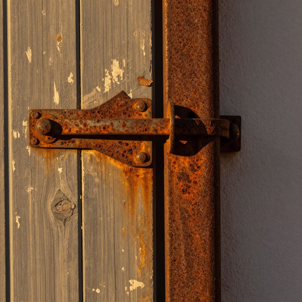 Metal Latch in Essaouira at The Late Afternoon Light in in Essaouira, Morocco