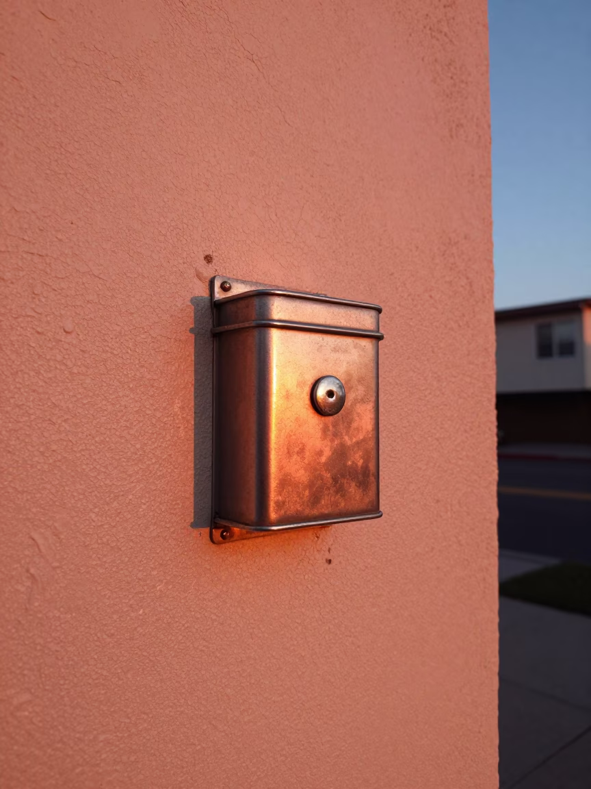 Metal Latch in San Diego at Copper-toned Light Before Dusk in in San Diego, California, United States
