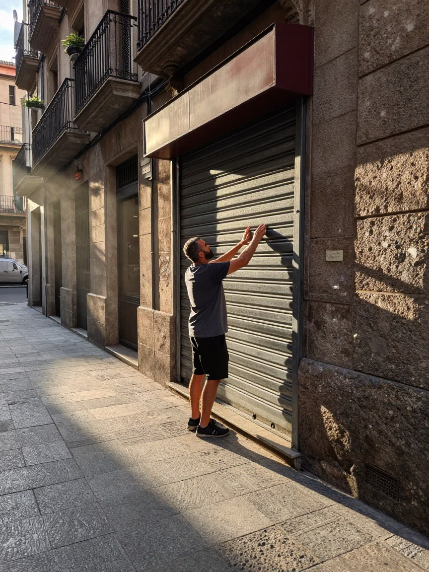 Metal Shutter in Barcelona in in Barcelona, Spain