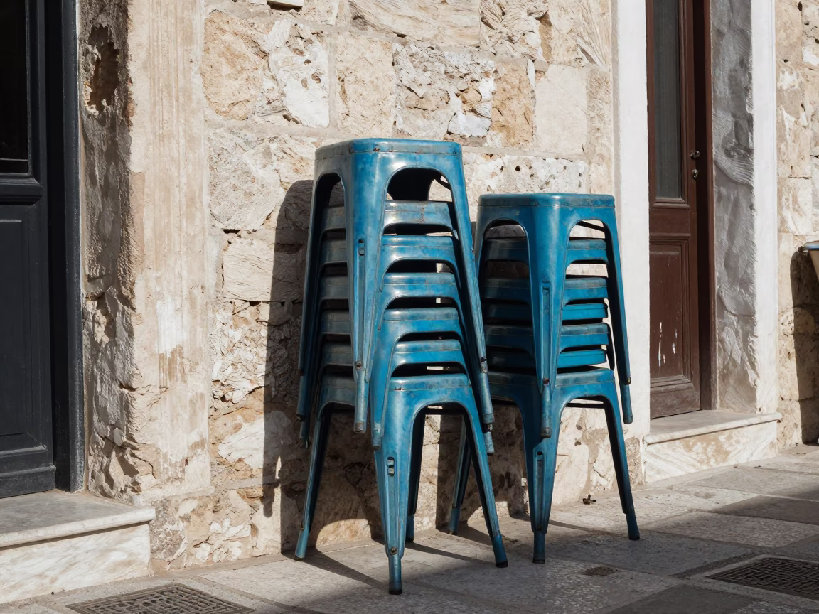 Metal Stools in Athens in in Athens, Greece