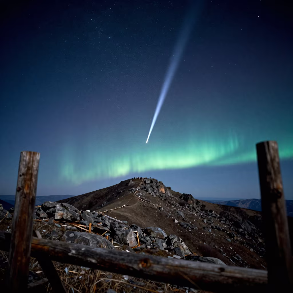Meteor Fireball Over Alpine Saddle Near Shymkent in from a quiet alpine saddle near Shymkent