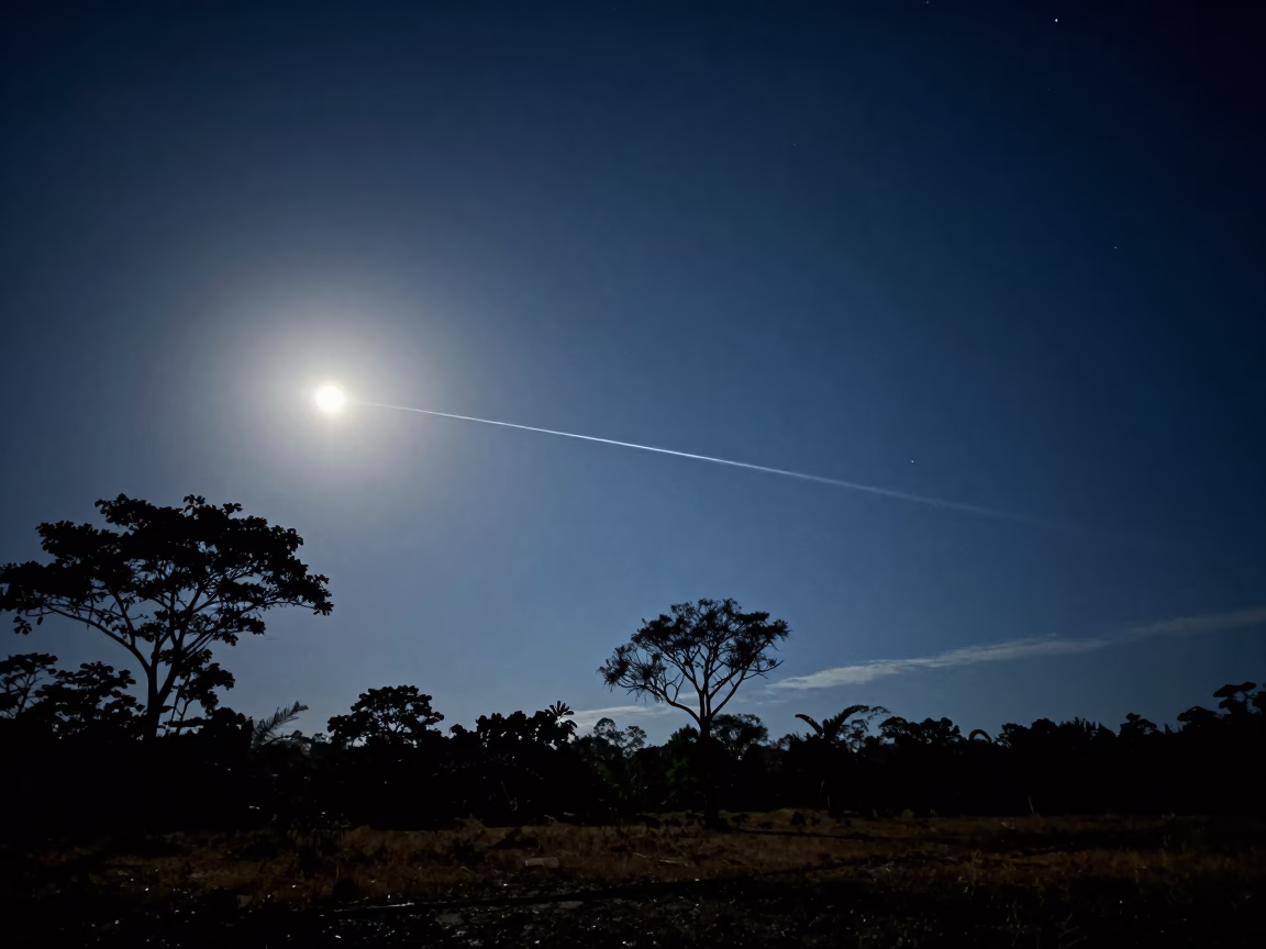 Meteor Fireball Over Papua New Guinea Night Sky in under the clearest stretch of sky in Papua New Guinea