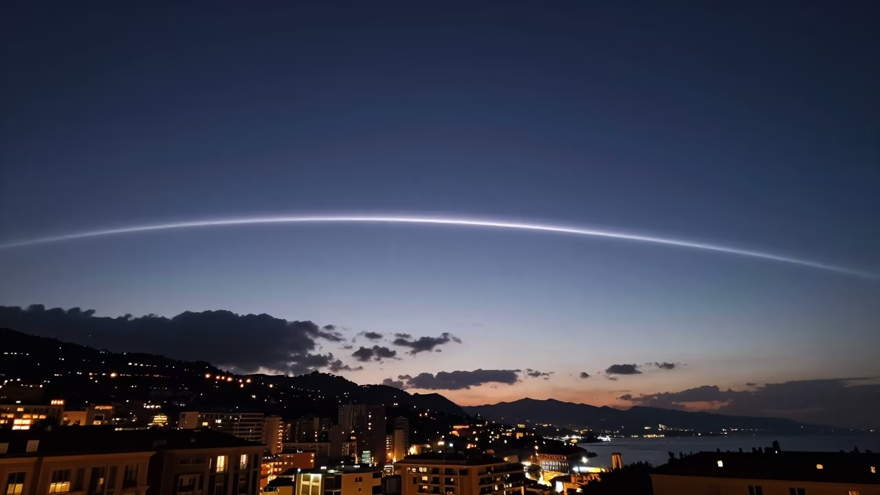 Meteor Trail Over Monaco Before Dawn in in Monaco