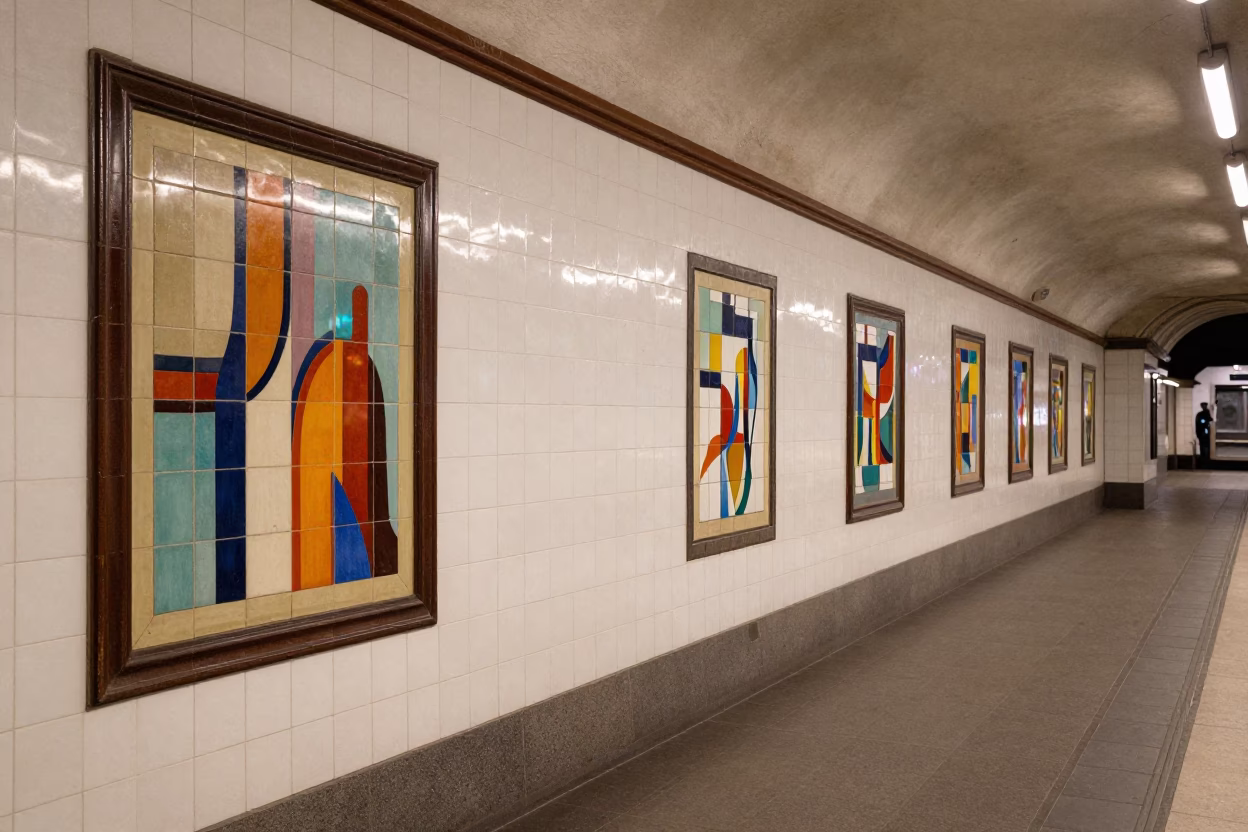 Metro Commute just after sunrise in Prague in in Prague, Czech Republic